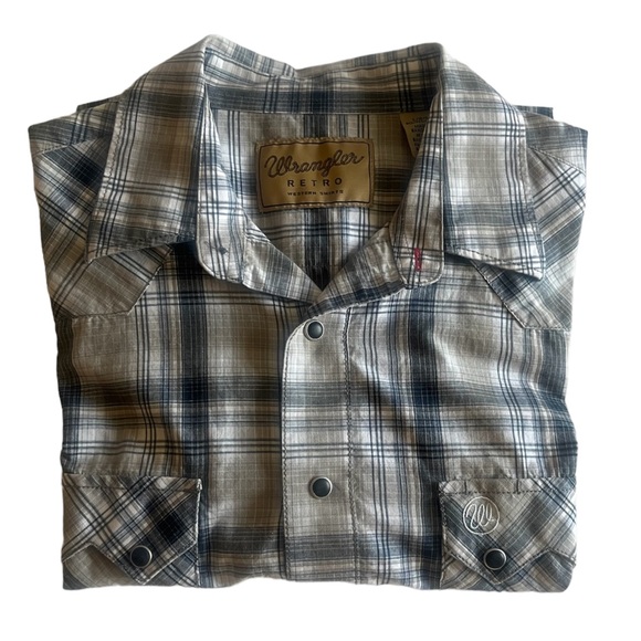 Men’s Wrangler Retro Long Sleeve Saw Tooth Pocket Western Shirt w/ Pearl Snaps - Picture 2 of 7